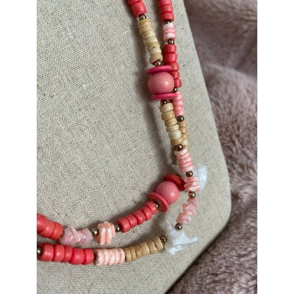 Vintage Double Stranded Beaded Seashell Necklace 🐚 - Picture 2 of 4